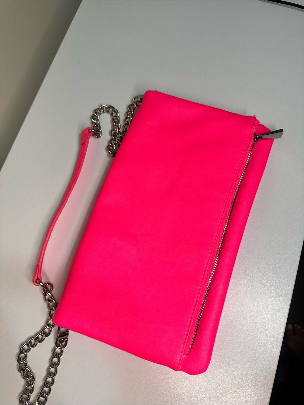 Express Neon Pink Chain Strap Clutch